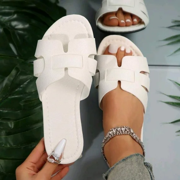 NEW White Snakeskin Sandals - Picture 1 of 7